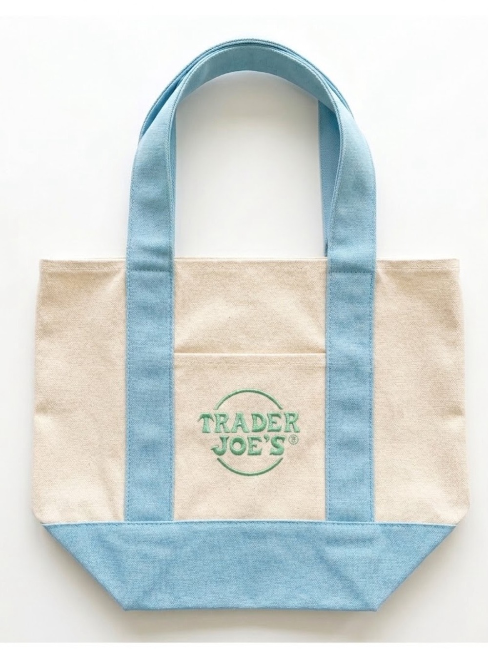 NWT Trader Joe’s Mini Canvas Tote Bag - Pastel Blue